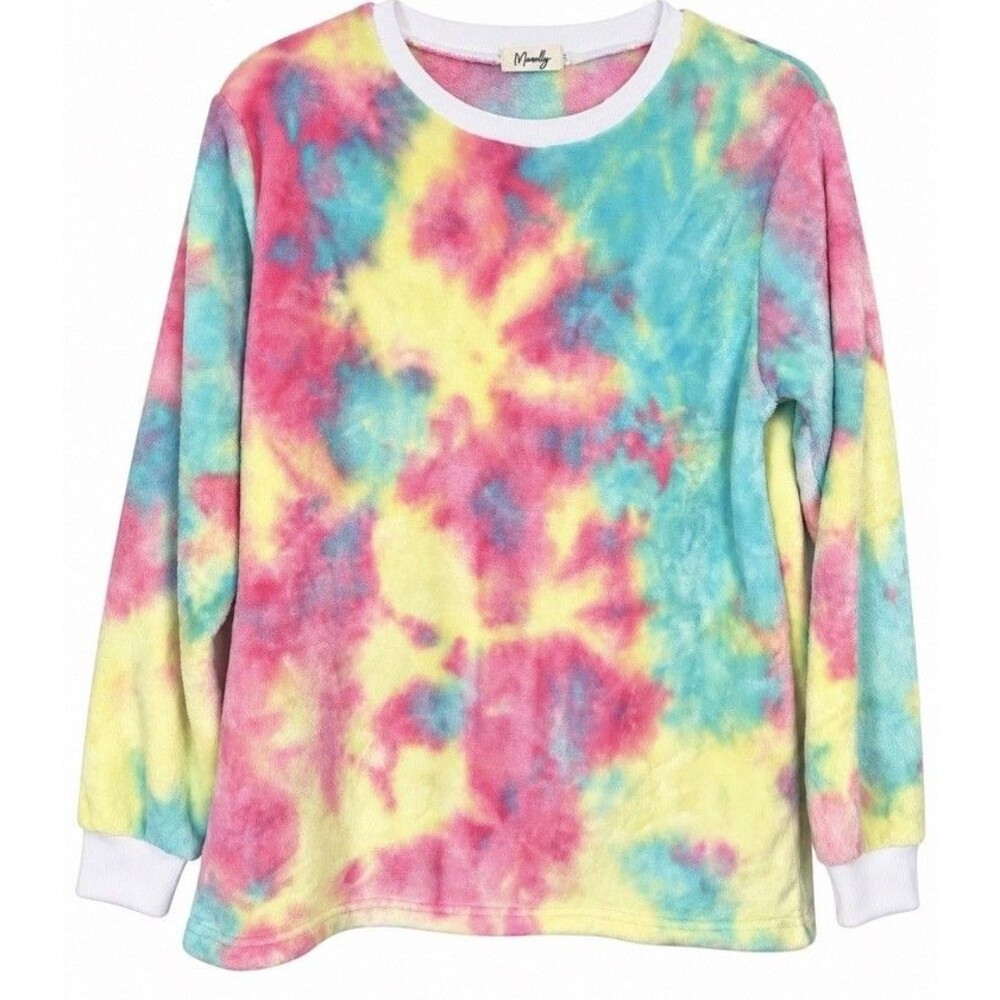 Maisolly Women’s M Plush Tie Dye Fleece Pullover Soft Cozy Y2K Sweatshirt
